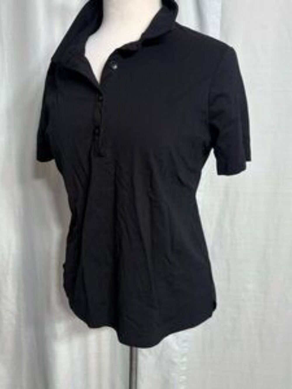 Classic Black Short Sleeve Knit Polo Shirt Large Golf Business Casual - Picture 2 of 7
